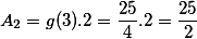 A_2 = g(3).2 = \frac{25}{4}.2 = \frac{25}{2}